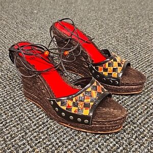 Versace Vintage brand Versus by Versace Strappy Woven Wedge size 38